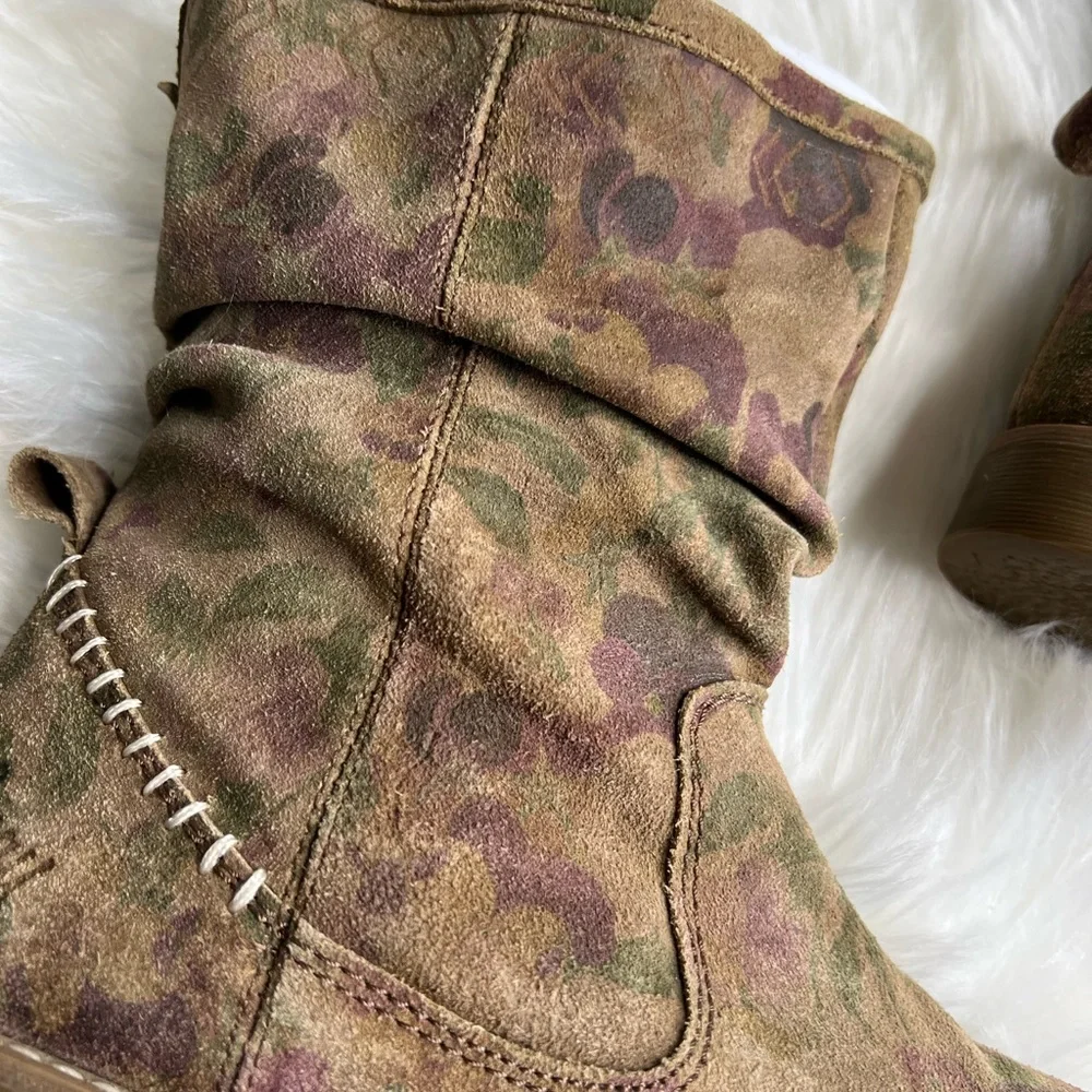 Coolway Brown Floral Suede Ankle Boots - Picture 7 of 8